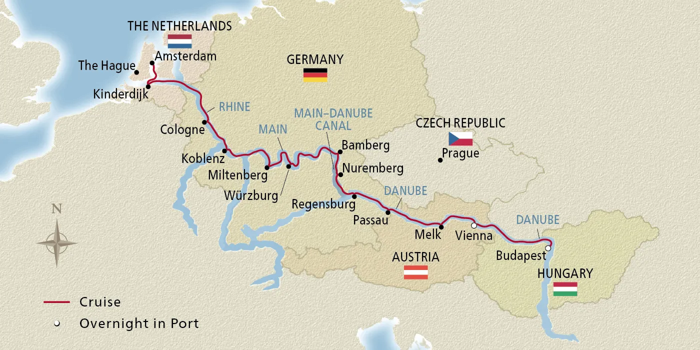 Map of Grand European Tour itinerary