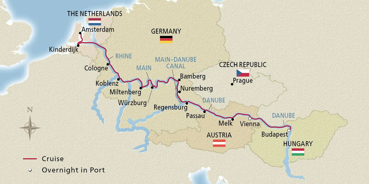 Map of Grand European Tour itinerary