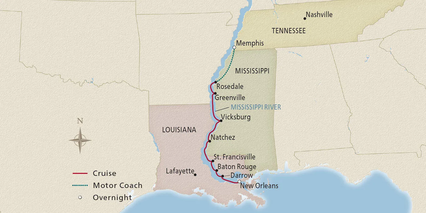 Map of Heart of the Delta itinerary