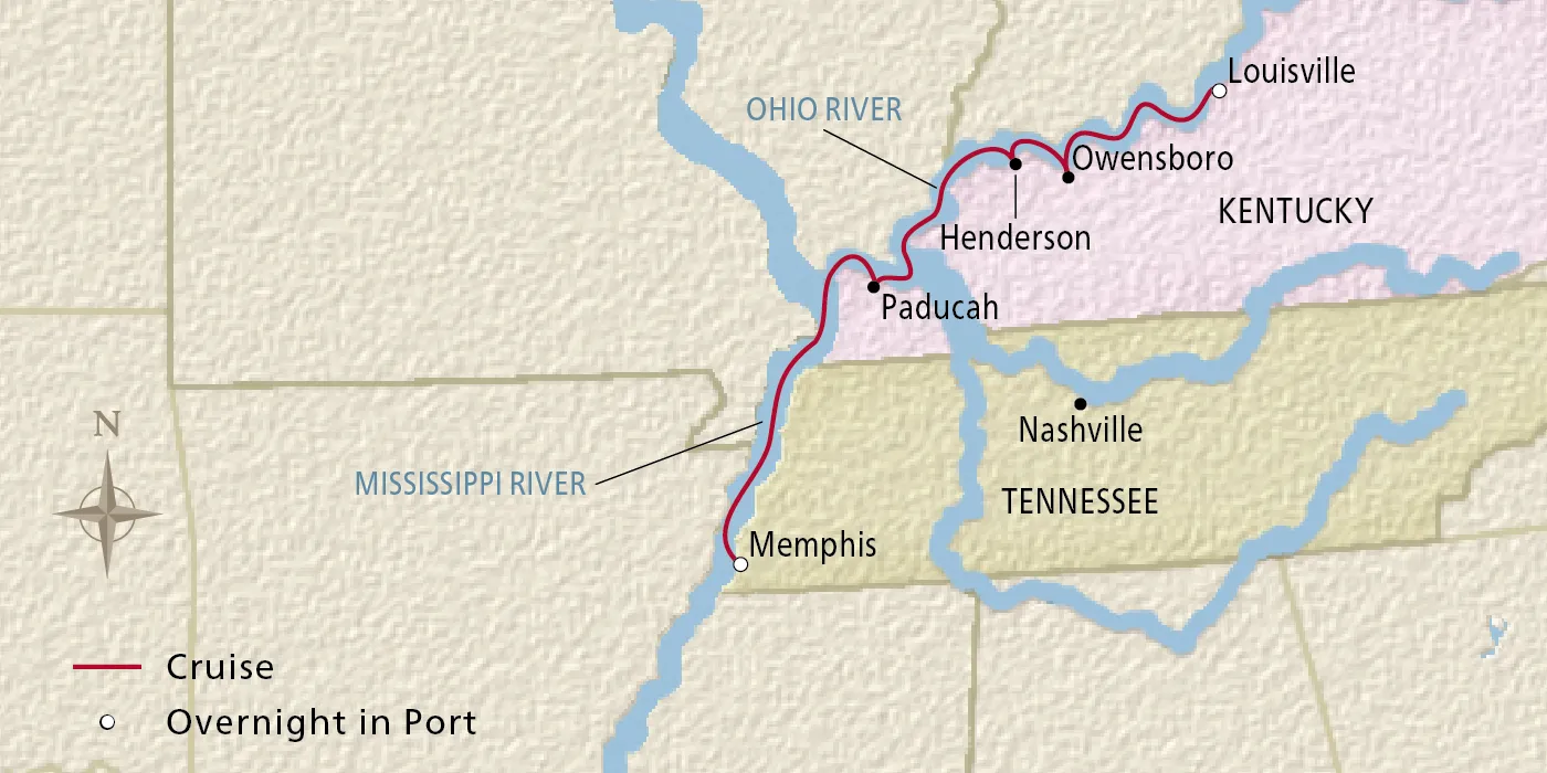 Map of Mississippi & Ohio River Explorer itinerary