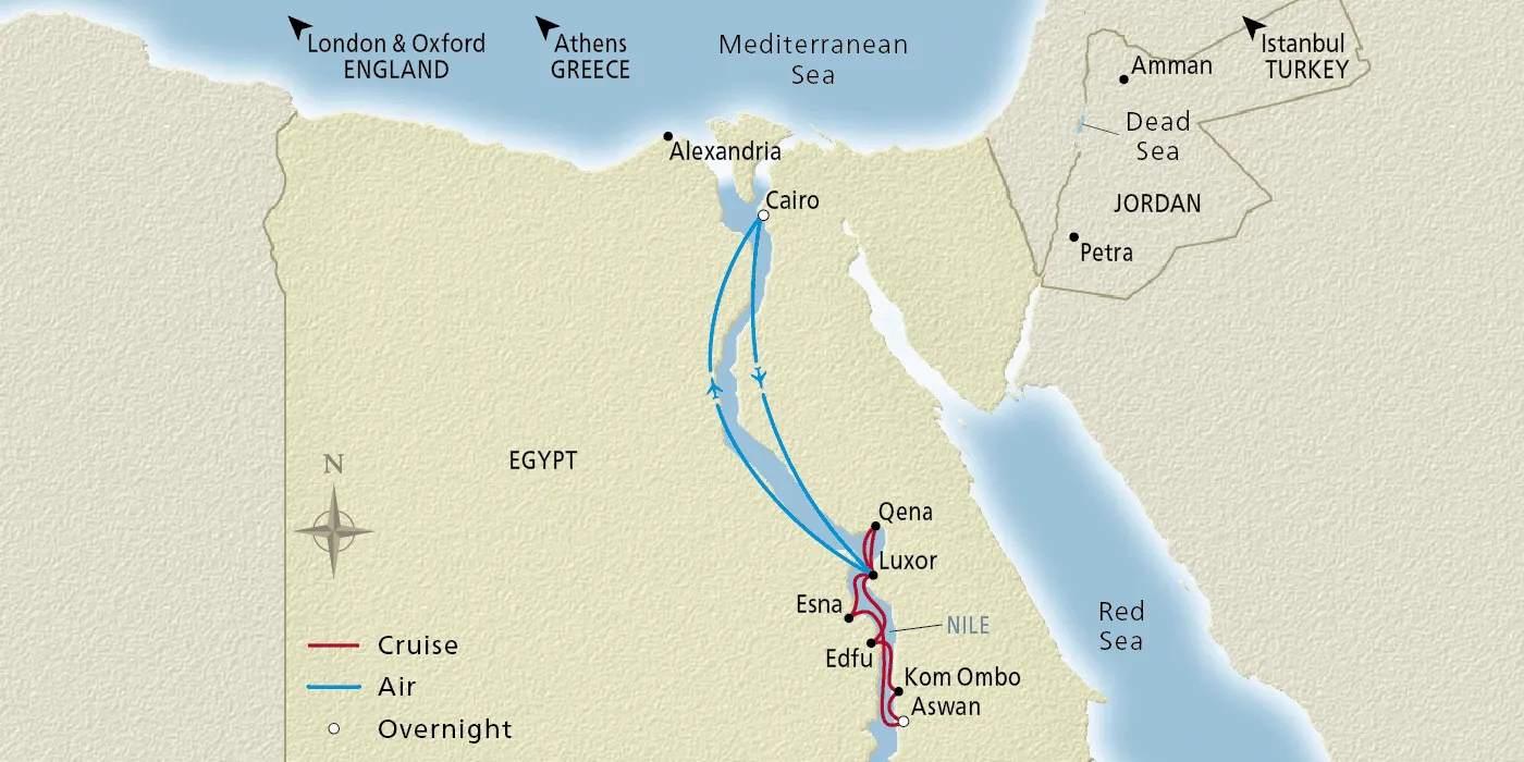 Map of Pharaohs & Pyramids itinerary