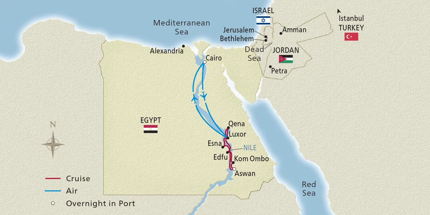 Map of Pharaohs & Pyramids itinerary