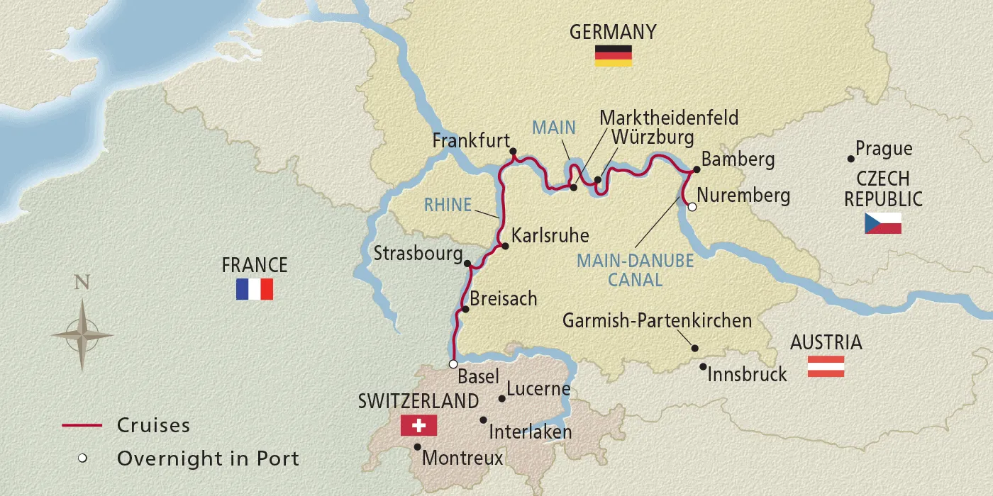 Map of Christmas on the Rhine & Main itinerary