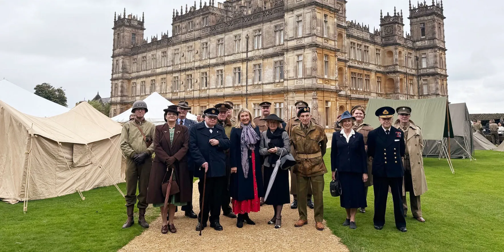 Historical reenactment at grand estate