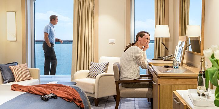 A couple in the Penthouse Veranda room