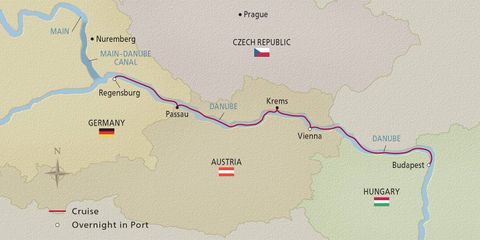 Romantic Danube cruise map