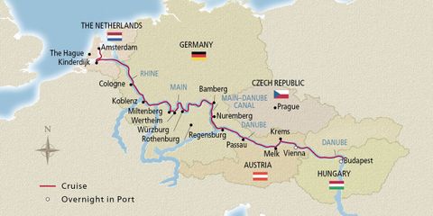 Grand European Tour cruise map