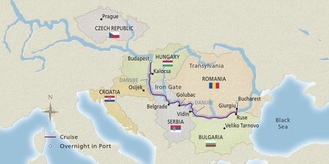 Passage to Eastern Europe cruise map