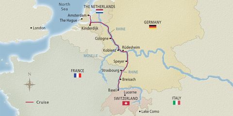 Rhine Getaway cruise map